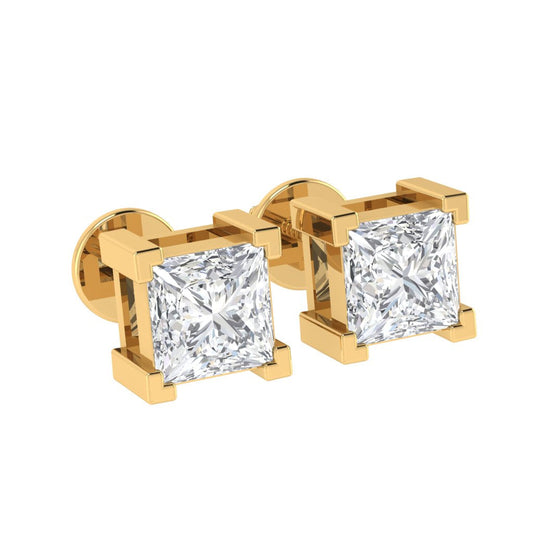 yellow gold plated sterling silver princess shape cubic zirconia april birthstone stud earrings