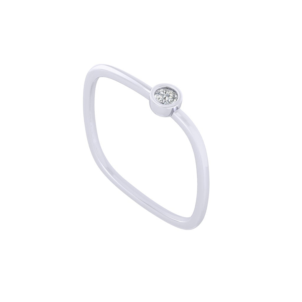 Diamtrendz white gold real diamond square ring 1487_1