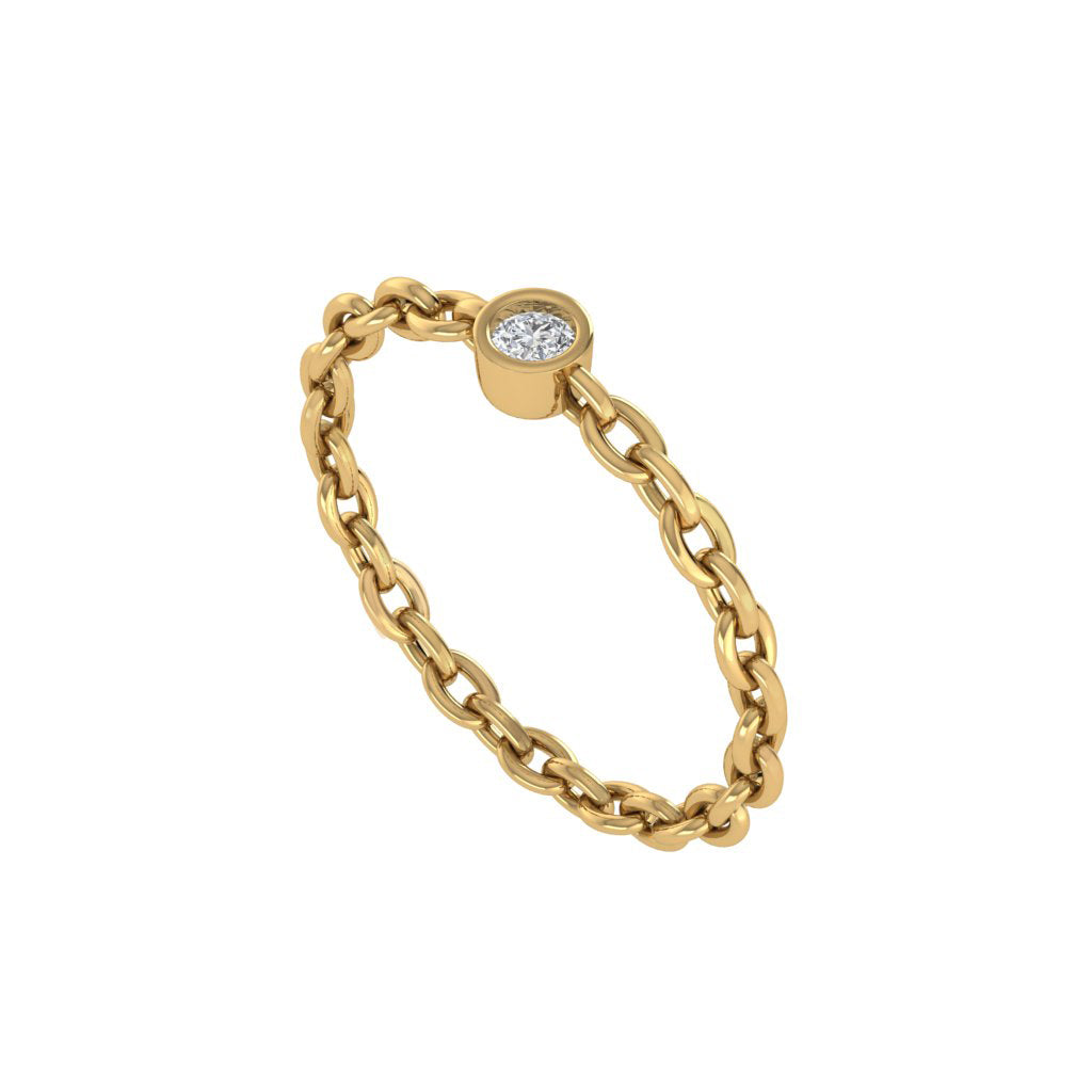 Diamtrendz gold real diamond chain ring 1491_1