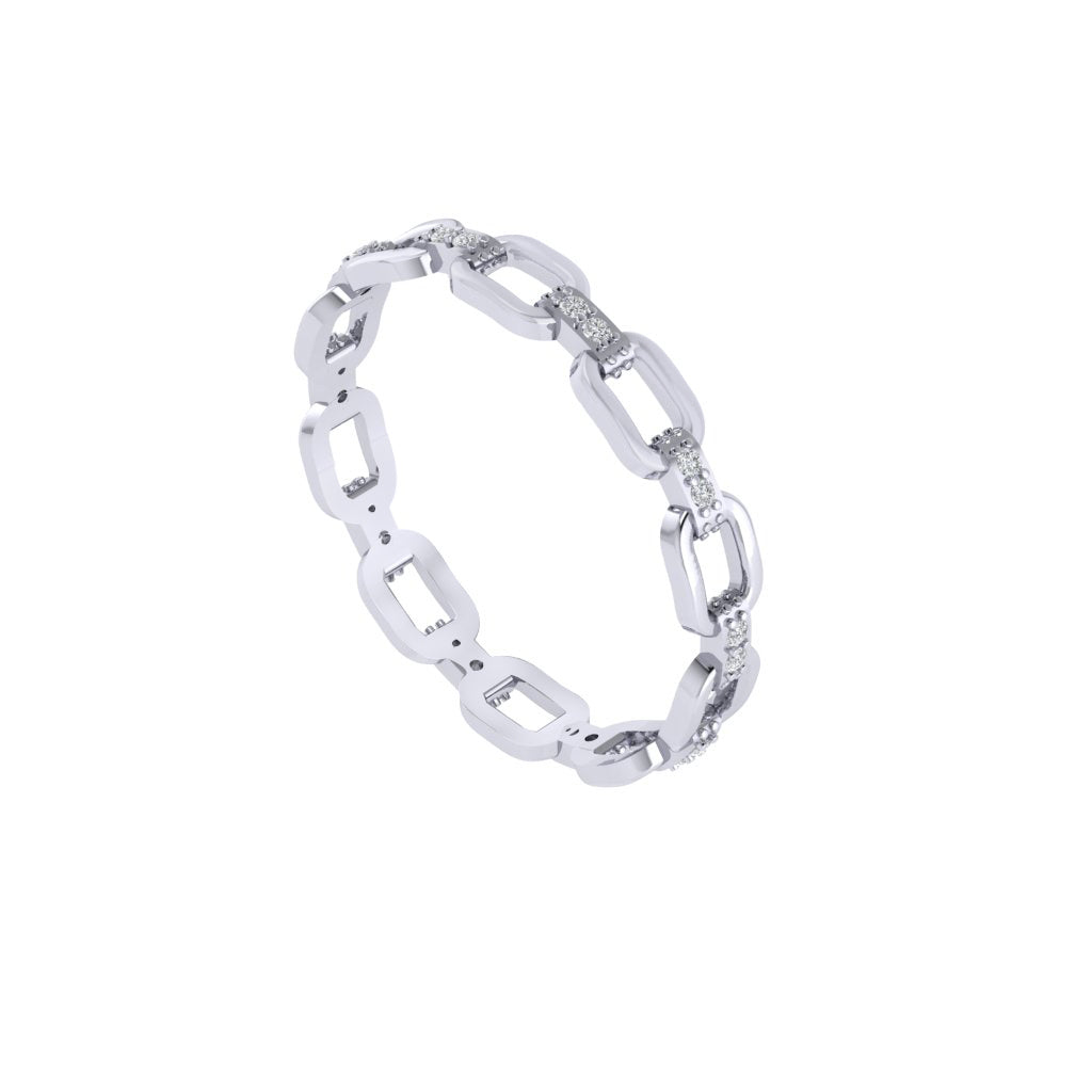 Diamtrendz white gold real diamond chain ring 1493_1
