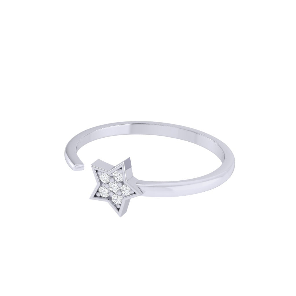 Diamtrendz white gold real diamond star ring 1496_3