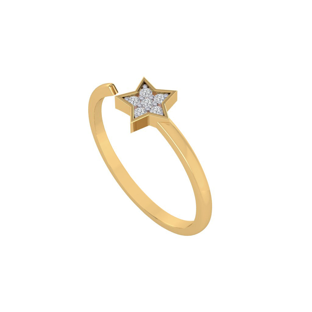 Diamtrendz gold real diamond star ring 1496_1