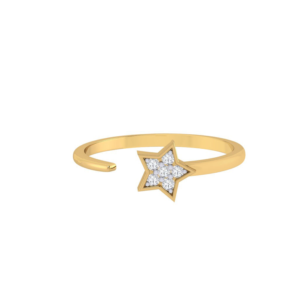 Diamtrendz gold real diamond star ring 1496_2