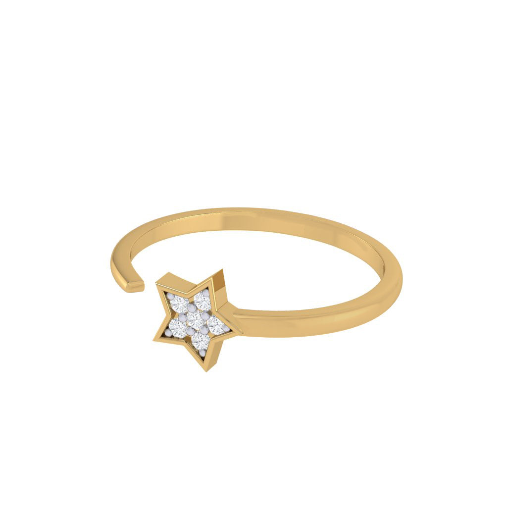 Diamtrendz gold real diamond star ring 1496_3