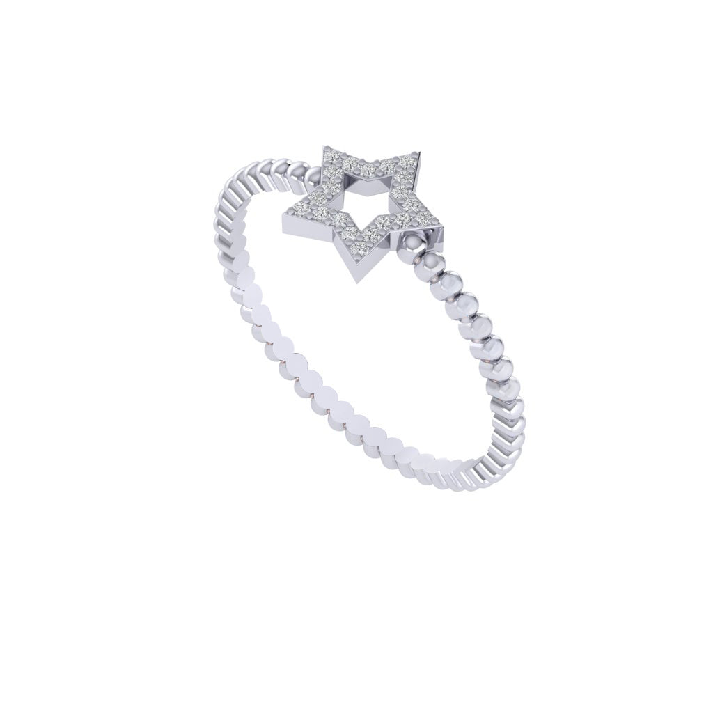 Diamtrendz white gold real diamond star bubble ring 1497_1