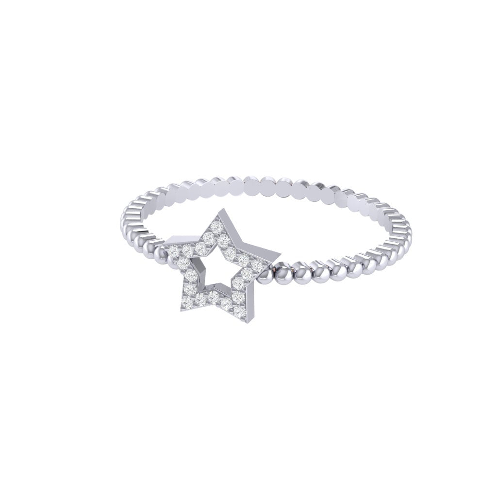 Diamtrendz white gold real diamond star bubble ring 1497_3