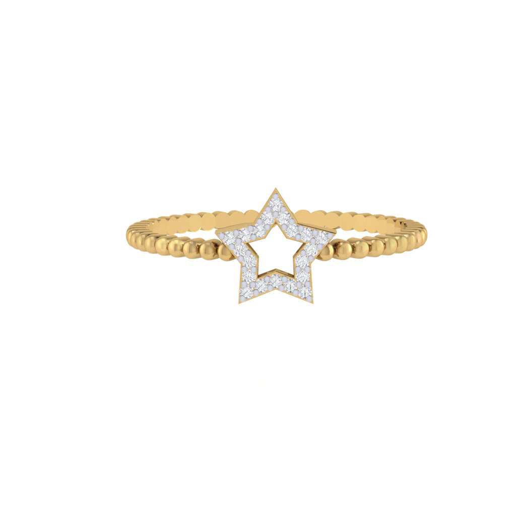 Diamtrendz gold real diamond star bubble ring 1497_1