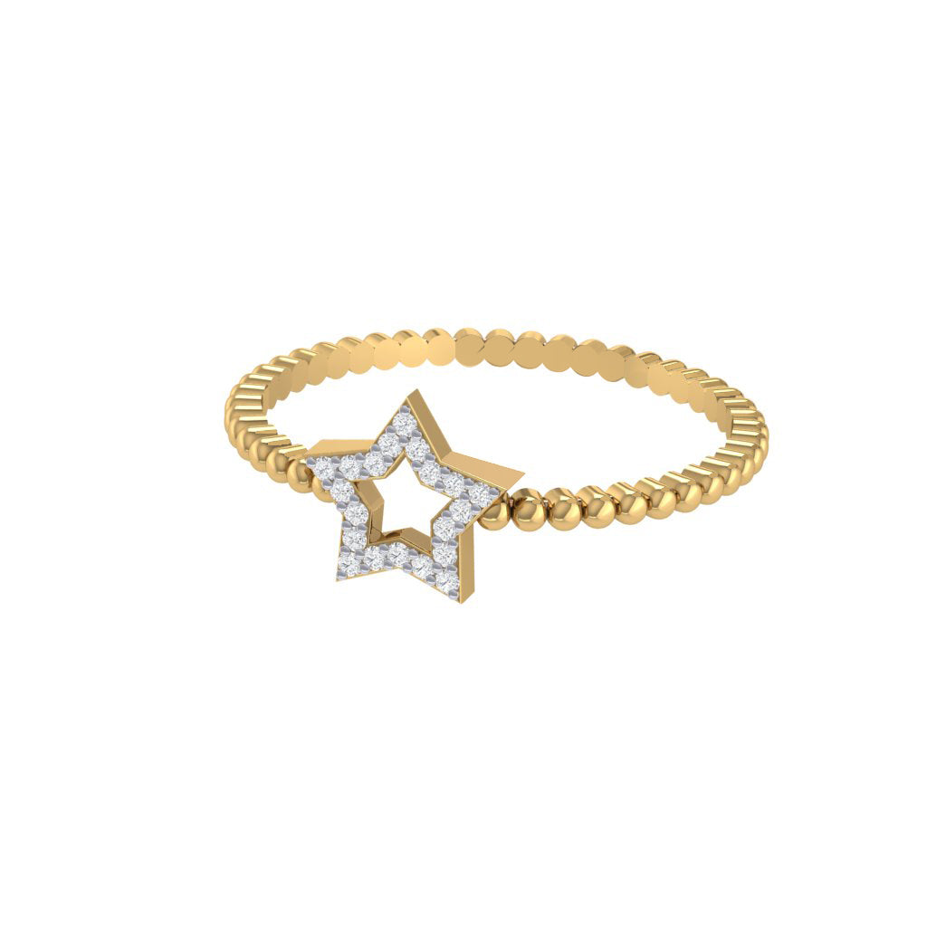 Diamtrendz gold real diamond star bubble ring 1497_2
