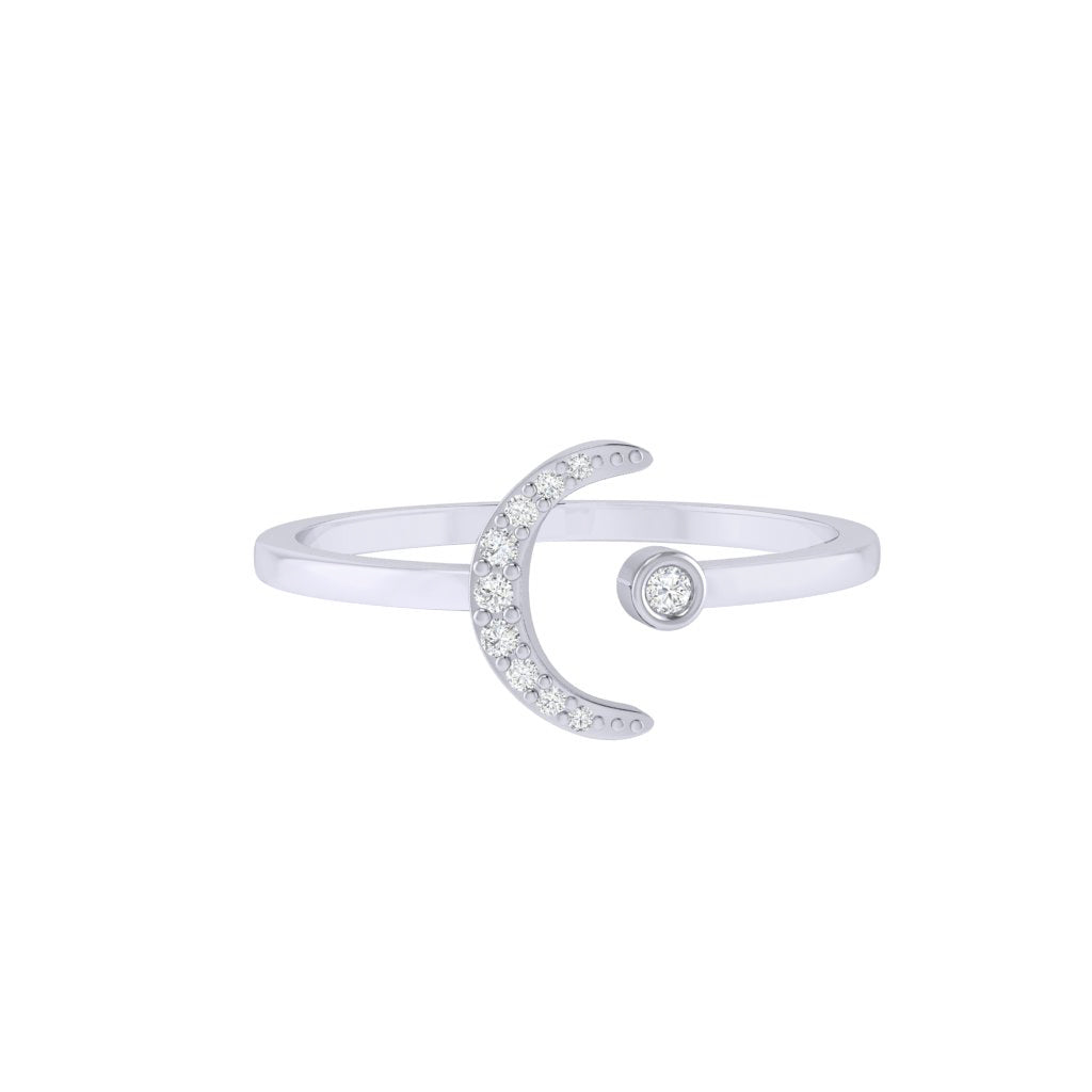 Diamtrendz white gold real diamond moon crescent ring 1498_2