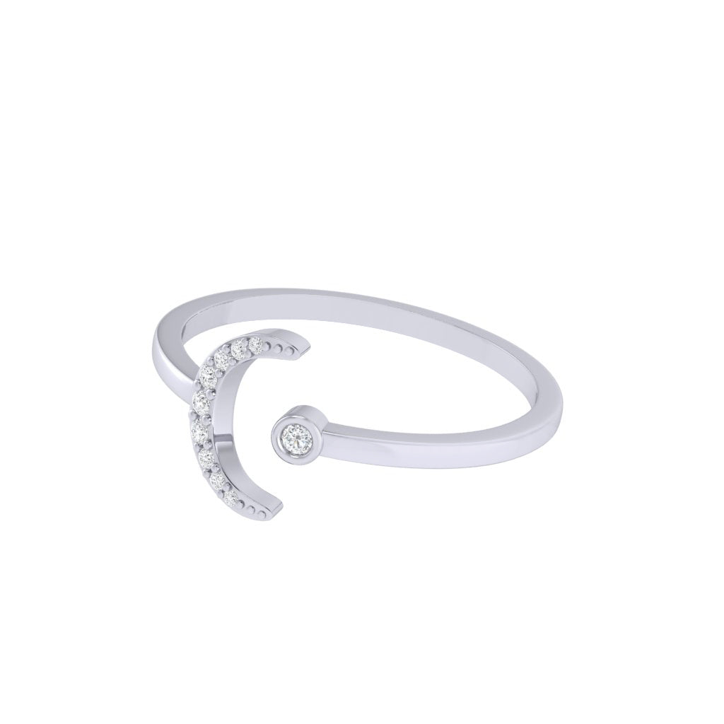 Diamtrendz white gold real diamond moon crescent ring 1498_3