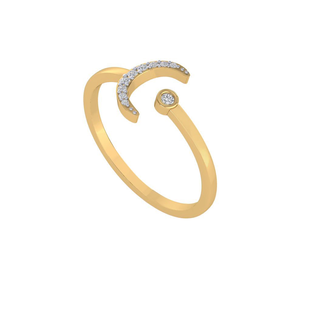 Diamtrendz gold real diamond moon crescent ring 1498_1