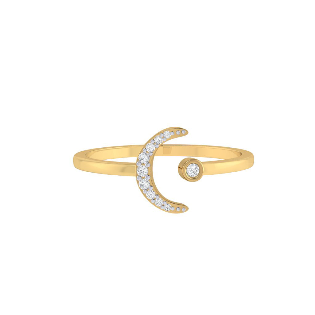 Diamtrendz gold real diamond moon crescent ring 1498_2