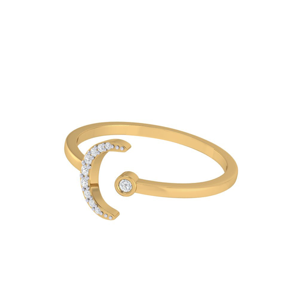 Diamtrendz gold real diamond moon crescent ring 1498_3