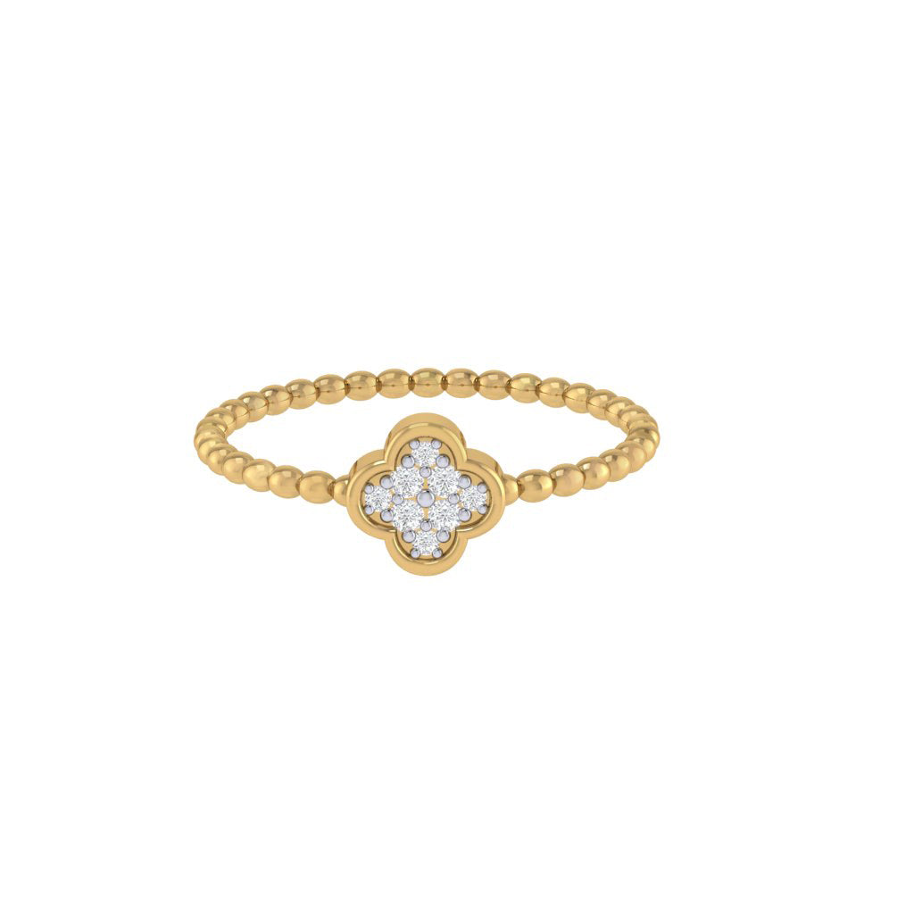 Diamtrendz gold real diamond floral bubble ring 1529_2
