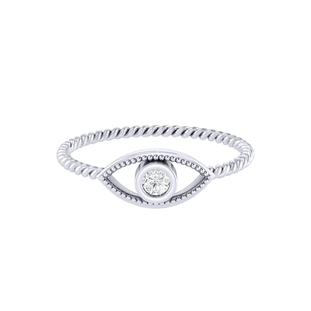 Diamtrendz white gold real diamond evil eye ring 1535_2