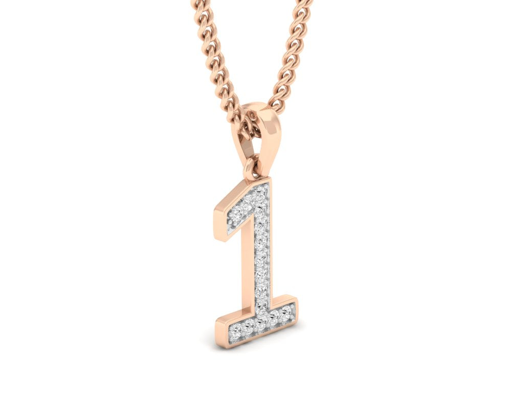 rose gold real diamond number 1 pendant 