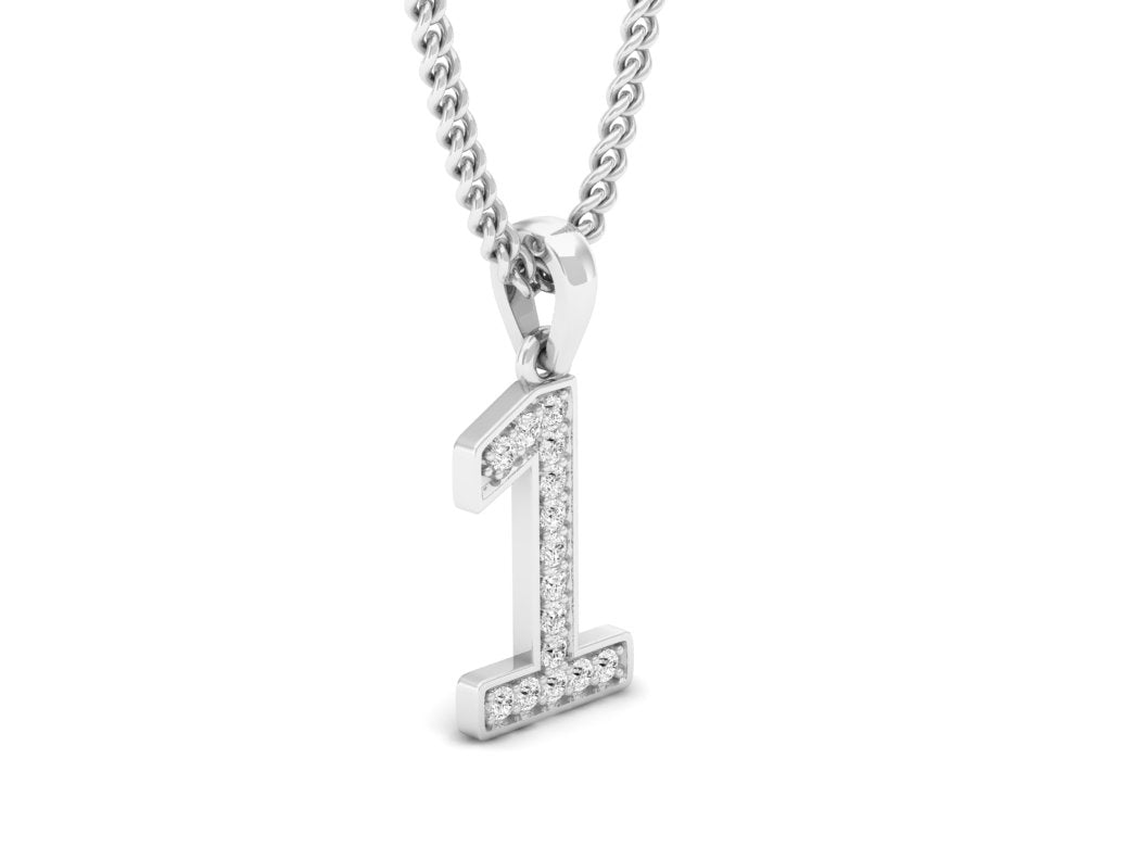 white gold real diamond number 1 pendant 