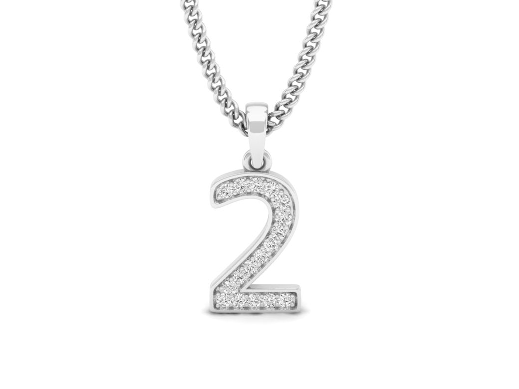 white gold real diamond number 2 pendant 