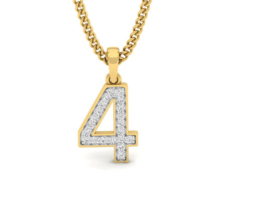 gold real diamond number 4 pendant 