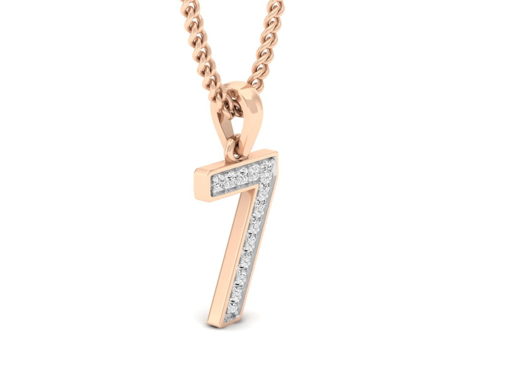rose gold real diamond number 7 pendant 