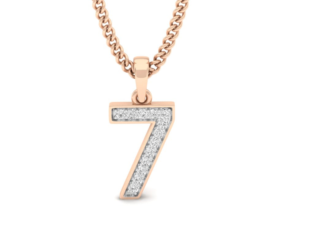 rose gold real diamond number 7 pendant 