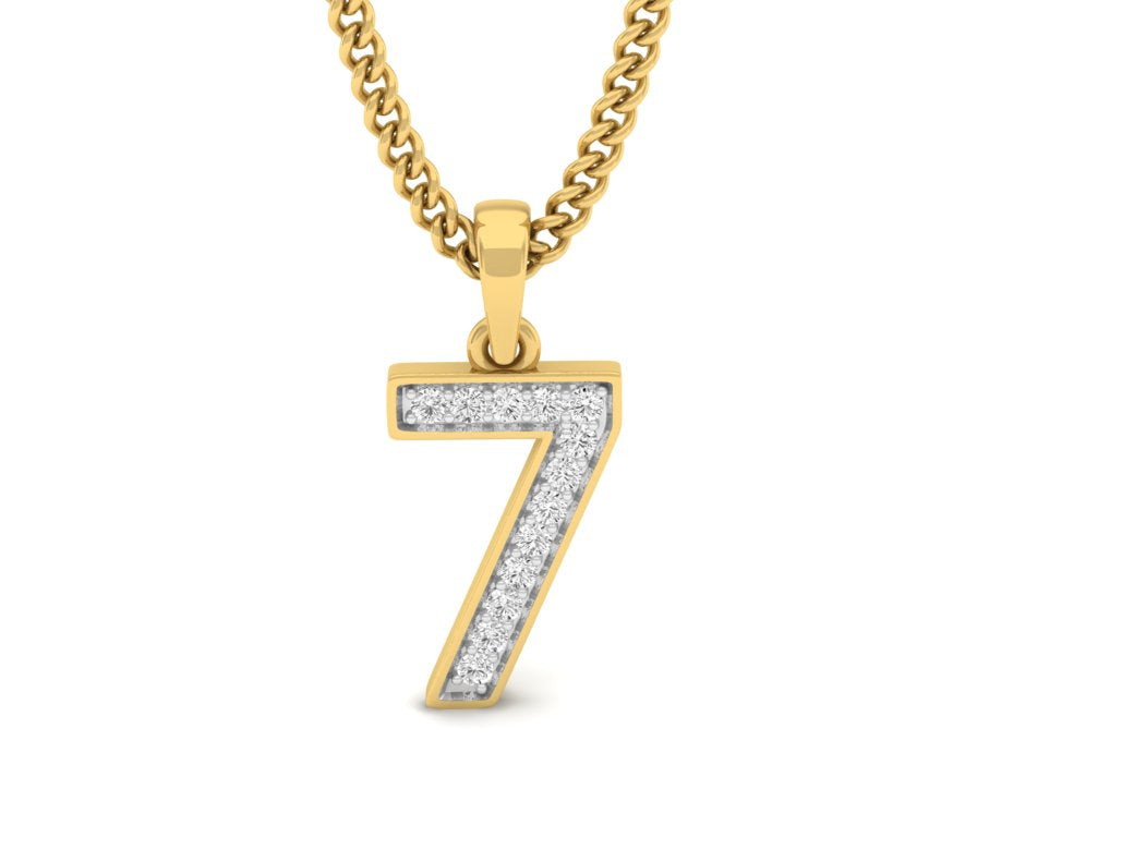 gold real diamond number 7 pendant 