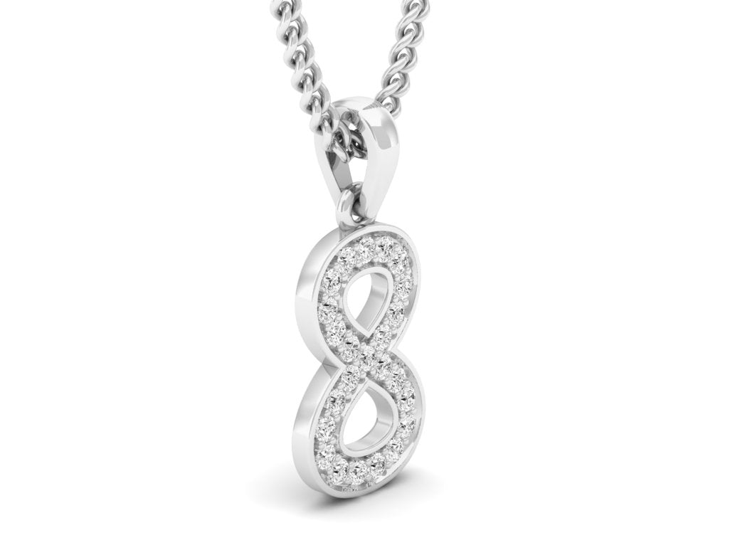 white gold real diamond number 8 pendant 