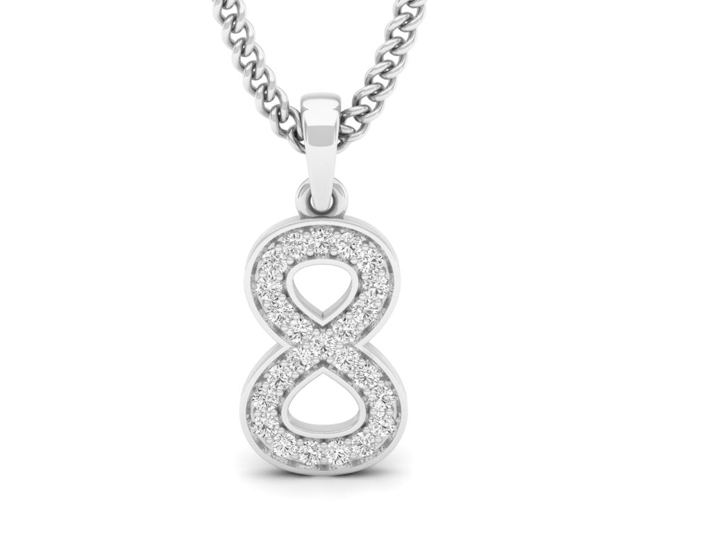 white gold real diamond number 8 pendant 